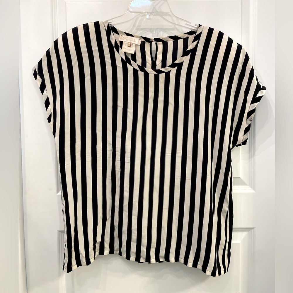 Escada Vintage 100% Silk Blouse Stripe